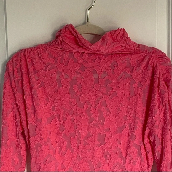 New! Free People long gathered sleeve lace mock neck Dress nwot 18588 - Picture 7 of 12